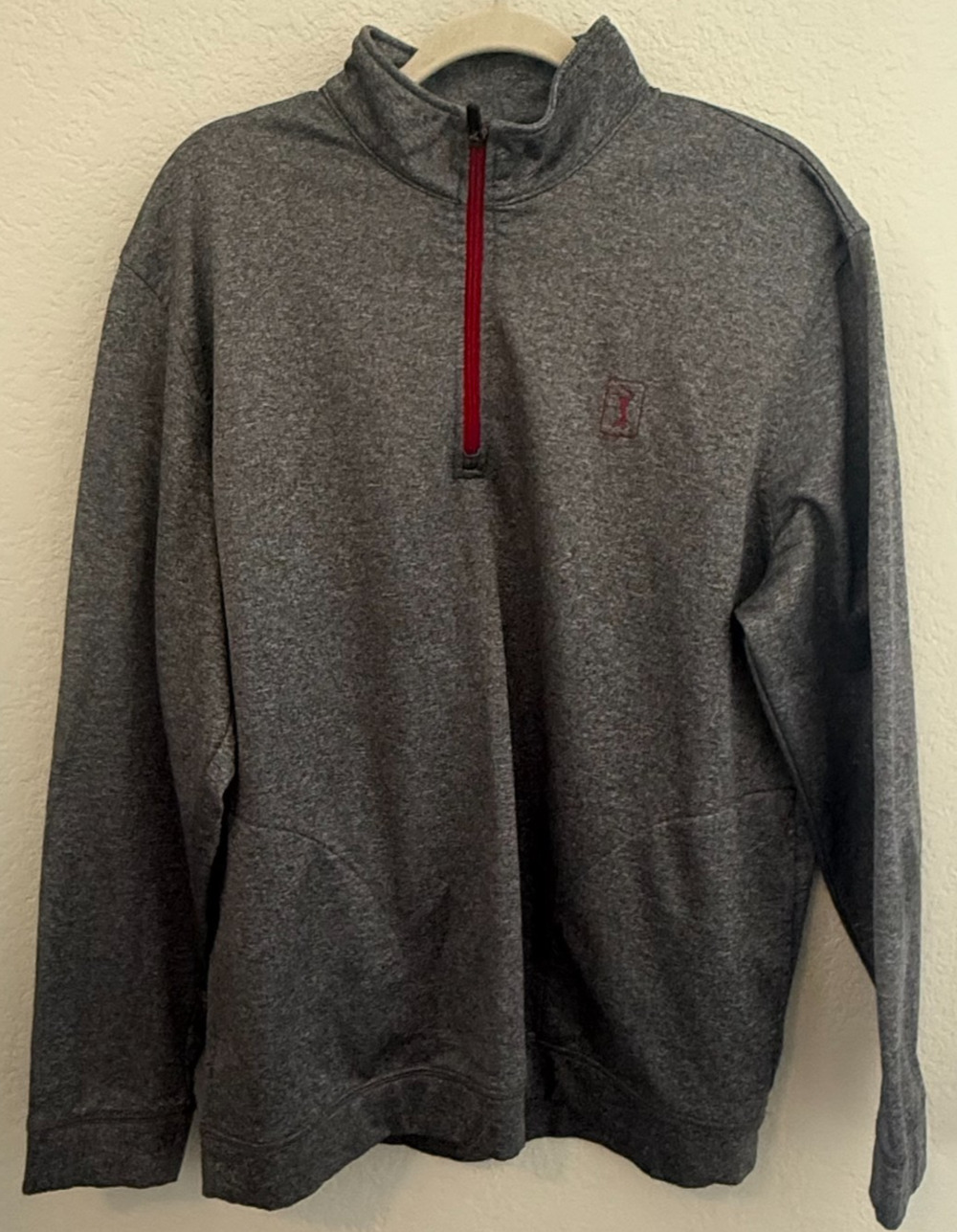 PGA Tour Golf Pullover Mens Shirt Size L Thermalflux Quarter 1/4 Zip Gray Casual